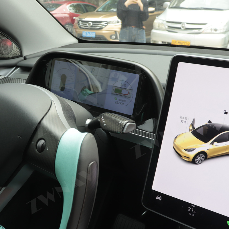 カーボン繊維車LCDの計器板Teslaは3モデルYデジタルの集りを模倣する